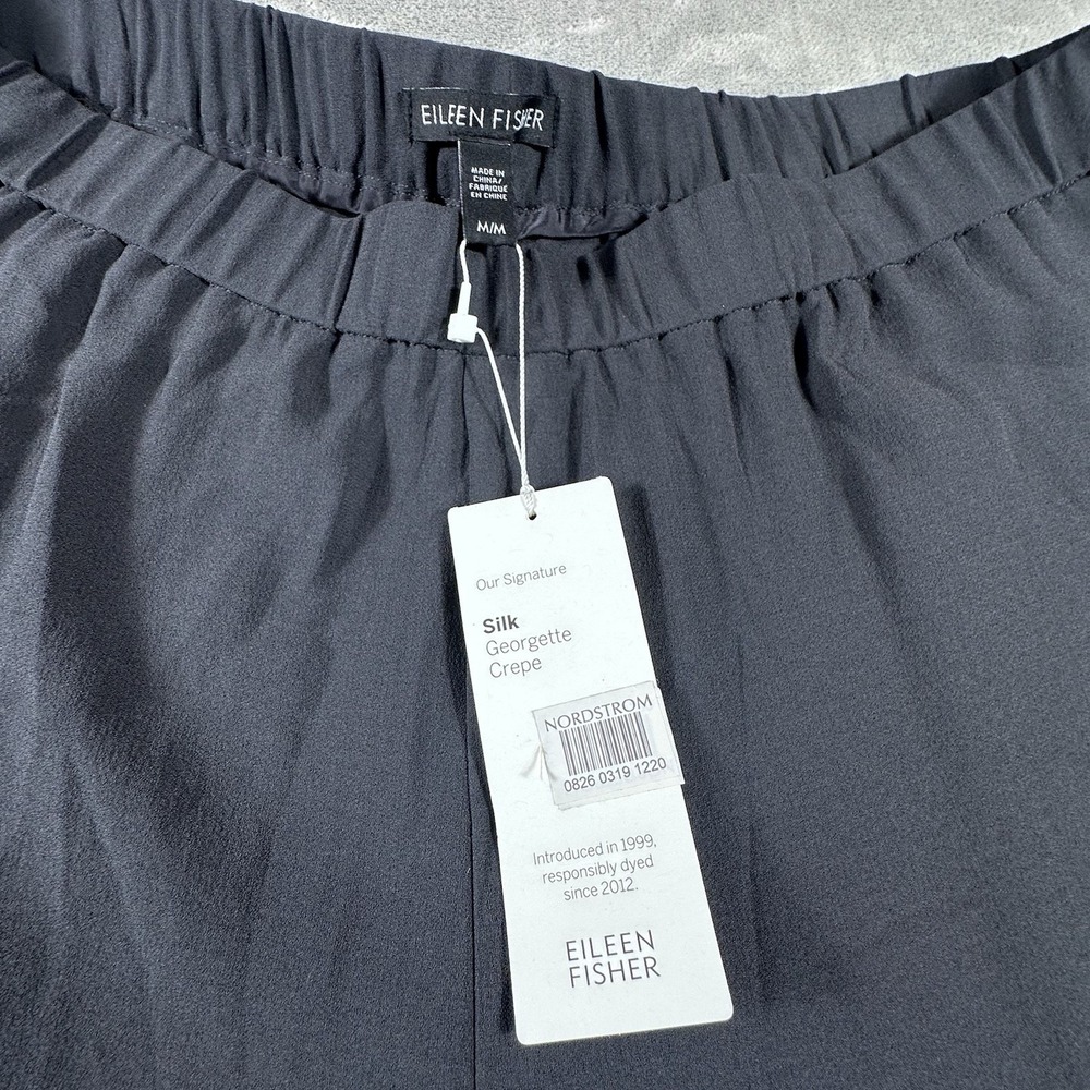 Eileen Fisher Womens Medium Black 100% Silk Georgette Crepe Ankle Pants Luxury - Picture 9 of 12